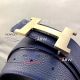 Perfect Replica Clemence Dark Blue Leather Belt Black Back With Gold Buckle (7)_th.jpg
